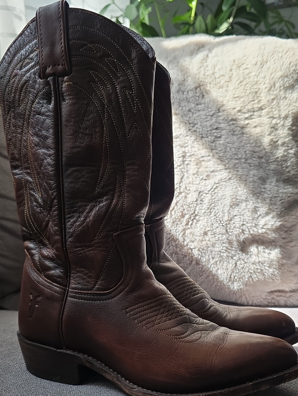 Frye Dark Brown Leather Western Cowboy Boots